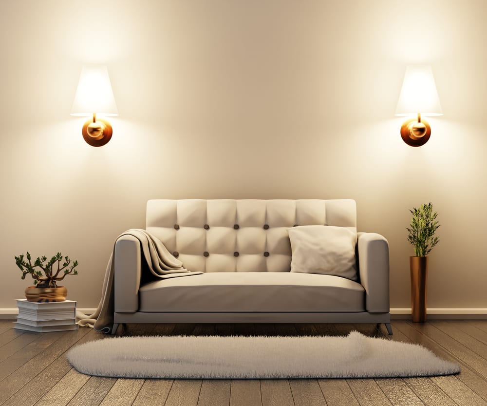 modern couch with lamps