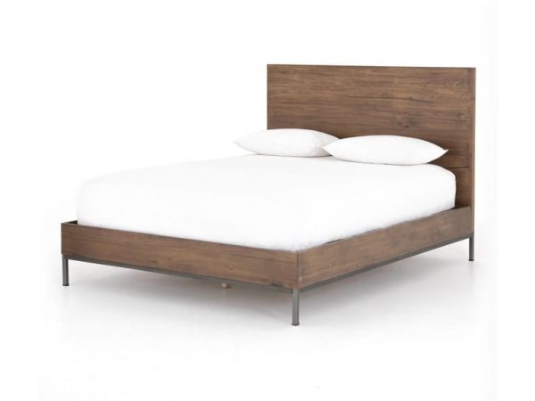 white bed wooden frame
